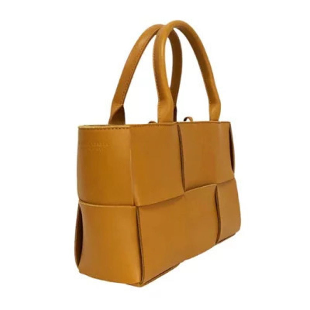 Bottega Veneta Arco Handbag Intrecciato Calfskin Blanc Camel White Brown